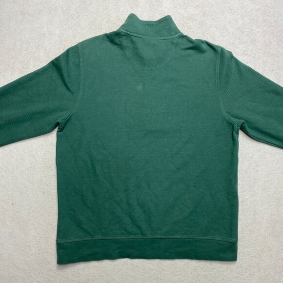 Brooks Brothers Zip Sweater Men's L Green Cotton Blend High Collar Pullover - Picture 9 of 12
